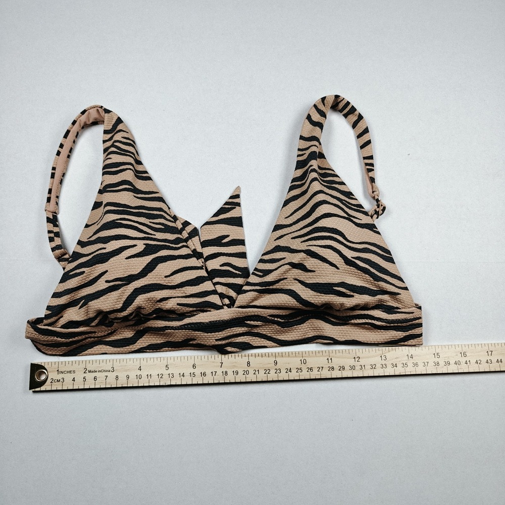 Aerie NWT Zebra Tan Removable Pad Tie Back Bikini Top  Small Adjustable Straps - Picture 2 of 10